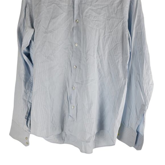 Hugo Boss Long Sleeve Button Up Dress Shirt Striped Blue Size 15.5 - Picture 3 of 5